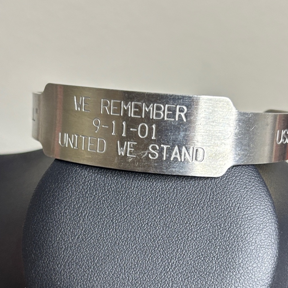 Silver Engraved 9/11 United We Stand Bracelet